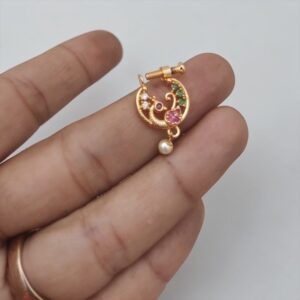 Nose pin white stone pearl