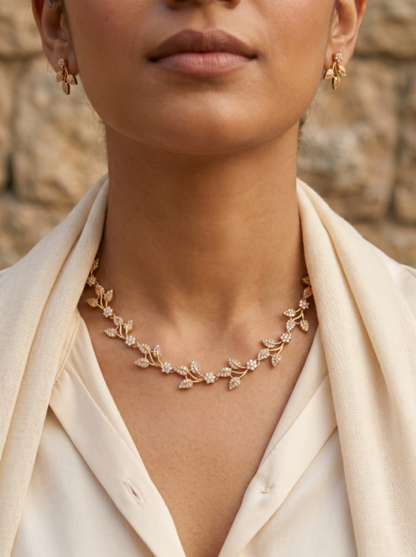 Cz White necklace set