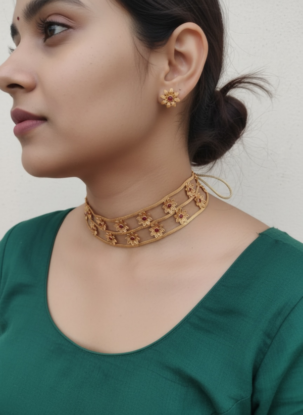 Pink kemp flower high choker set