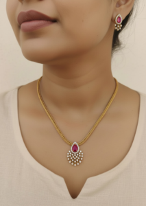 Cz red elegant necklace