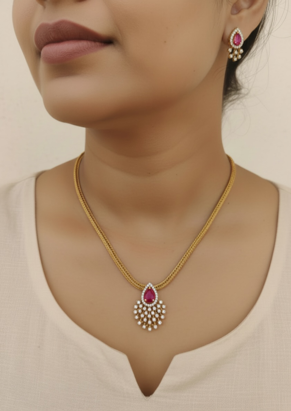 Cz red elegant necklace