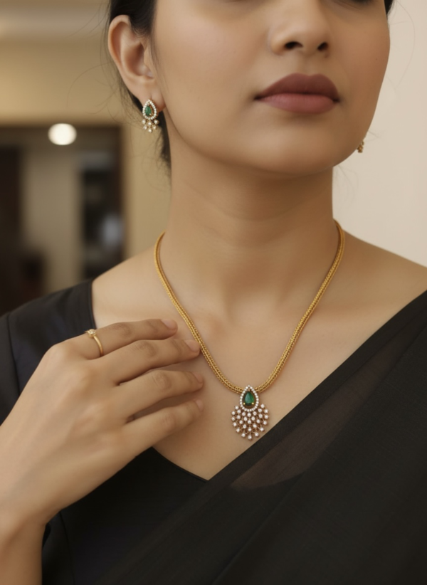 Cz green elegant necklace