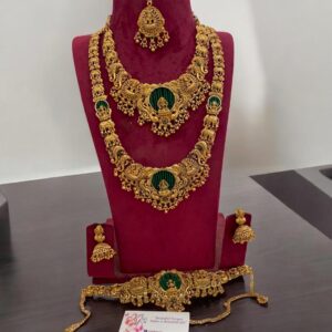 Semi bridal set green heavy green beads