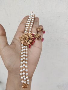Pearl Lakshmi pink kemp choker sets 2
