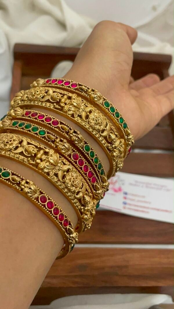 Premium Temple Lakshmi  bangles golden set of 6