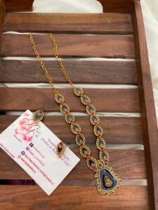 Temple blue Meenakari set