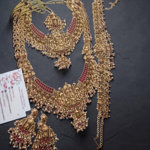 Heavy kemp pink golden semi bridal set