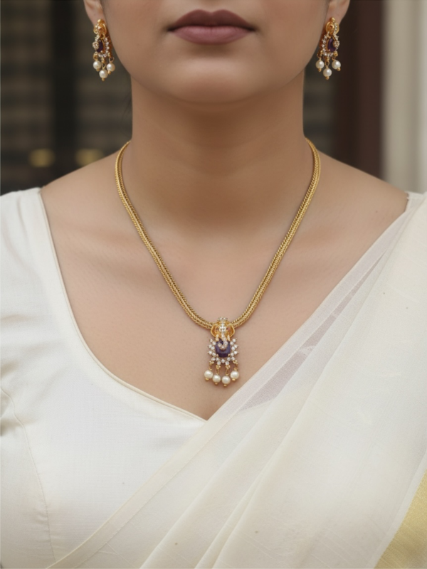 Photoroom_20260819_204504 Purple Violet Ganesh choker cute necklace set
