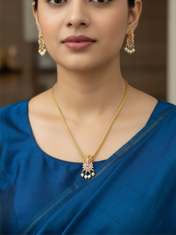 Photoroom_20260819_204559 Baby pink Ganesh choker cute necklace set