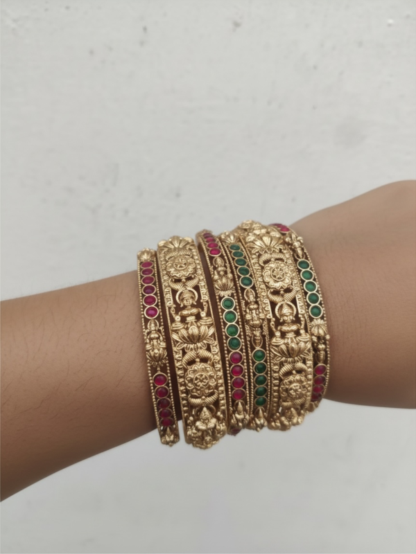 Premium Temple Lakshmi  bangles golden set of 6