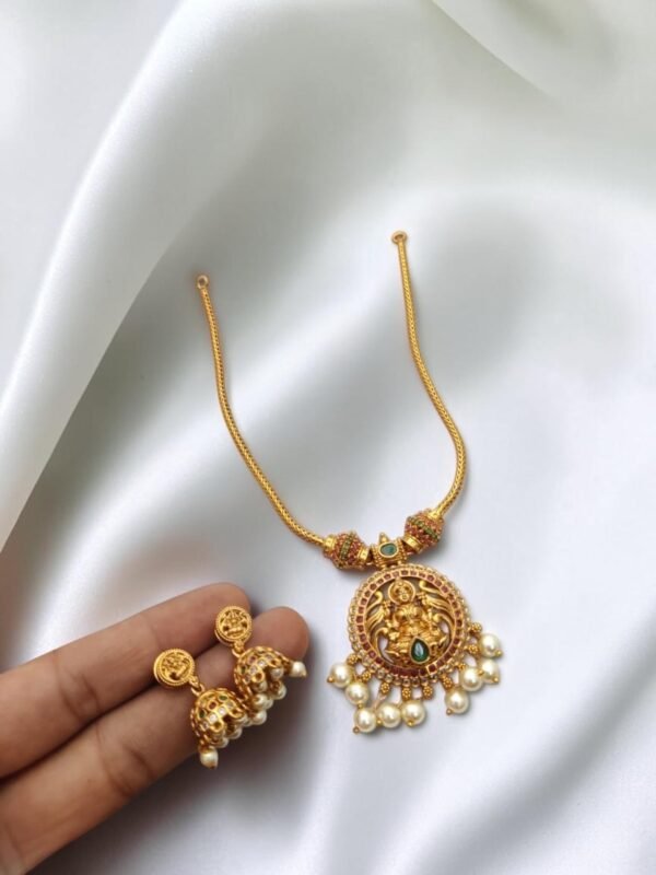 Lakshmi gold plated chain with jhumki