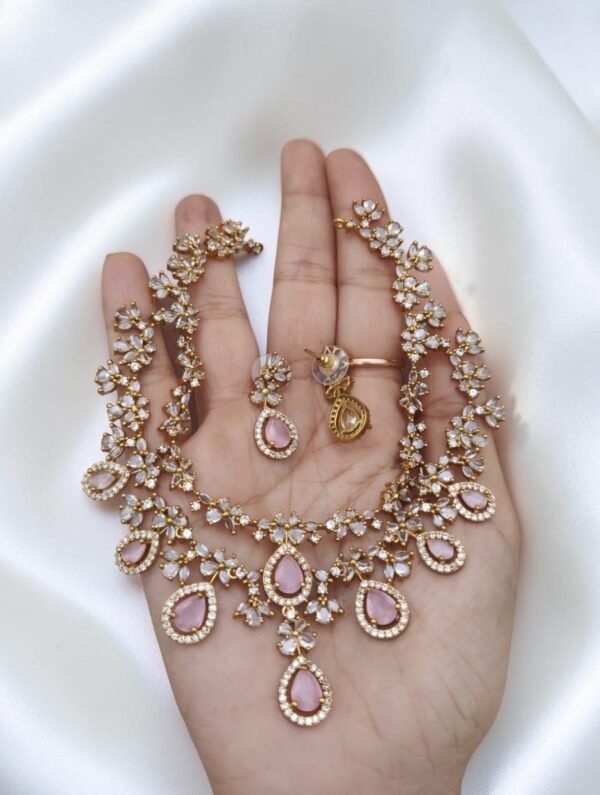 Ad double necklace baby pink gold