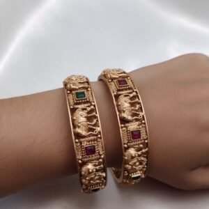 Antique Lakshmi with elephant bangles set of 2