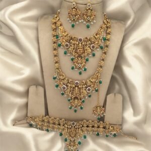 Photoroom_20251202_153442 Heavy semi Lakshmi bridal set green beads