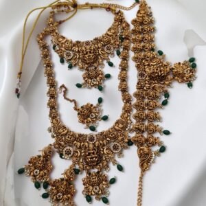 e0942daa-ab16-40a5-91d0-9ee60e37f4a2-Photoroom Temple Lakshmi semi bridal set with green beads set