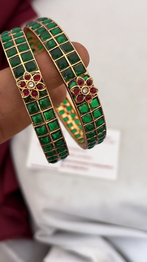 Green kemp bangles set of 2