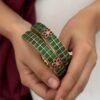 Green kemp bangles set of 2