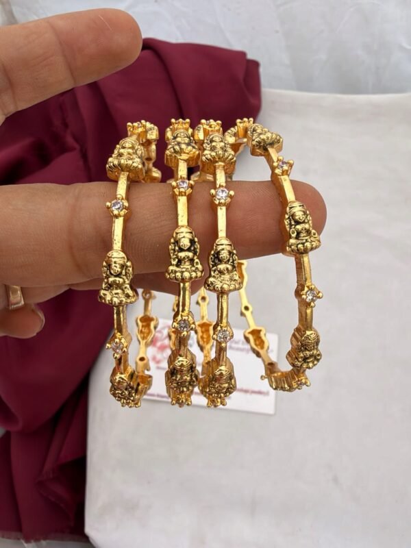 Cz Temple bangles set of 4