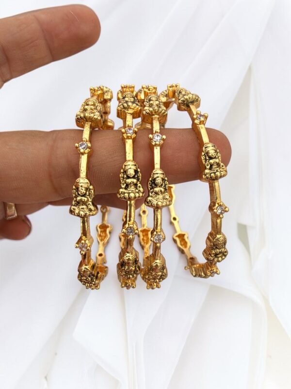 Cz Temple bangles set of 4