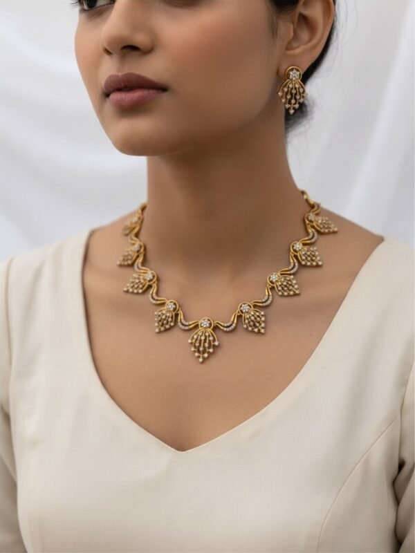 Cz Golden necklace set