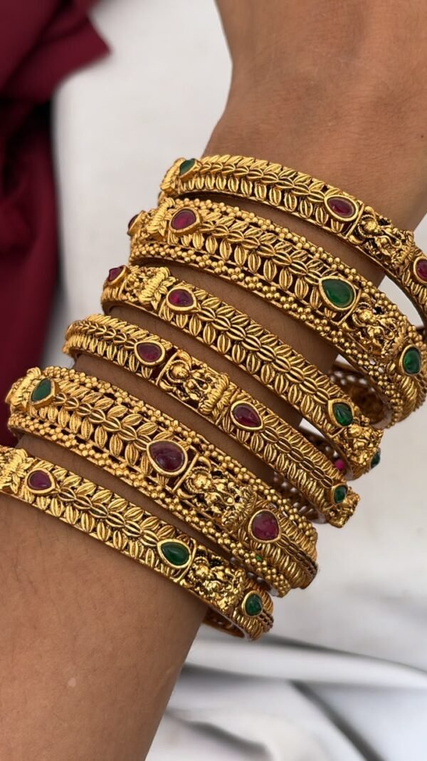 Antique Temple Lakshmi  new bangles set of 6