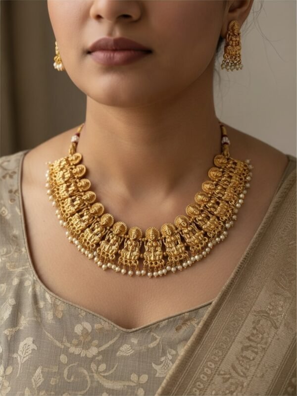 Lakshmi golden necklace temple set