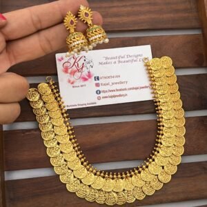 IMG_0749 Double layer coin Kasumalai necklace with jhumki