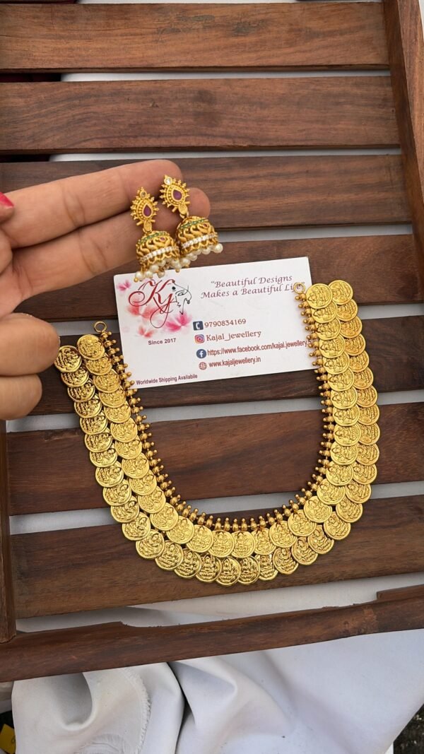 IMG_0749 Double layer coin Kasumalai necklace with jhumki