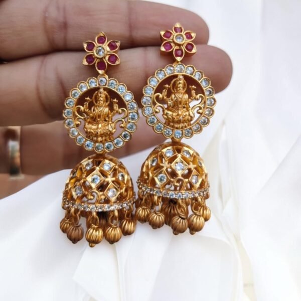 Premium big Lakshmi jhumki with stone 2