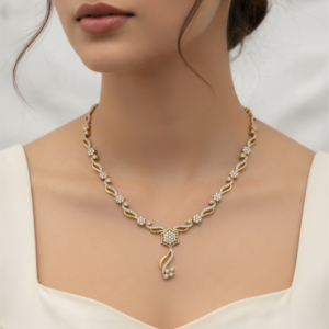 Cz Golden white necklace set