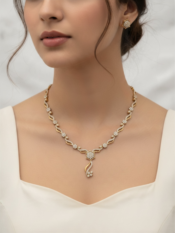 Cz Golden white necklace set