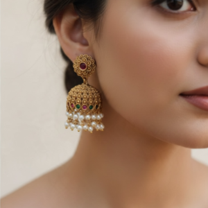 Premium golden round jhumki