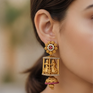 Premium dancing doll lakshmi white stone jhumki