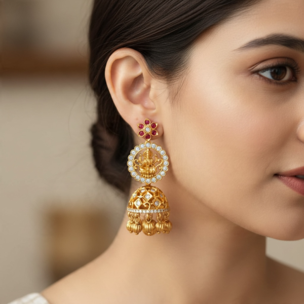 Premium big Lakshmi jhumki with stone 2