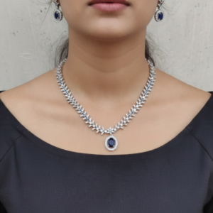 Blue white ad necklace set