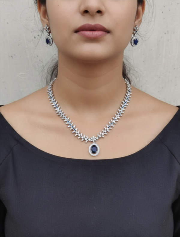 Blue white ad necklace set