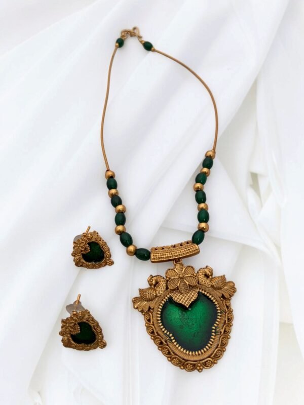Palakka chain green necklace set