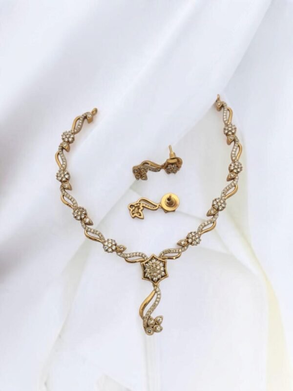 Cz Golden white necklace set